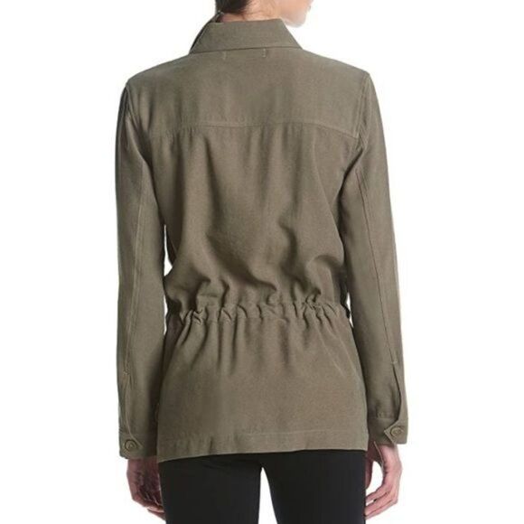 Max Studios Olive Green Soft Twill Utility Jacket Shacket - Picture 2 of 10